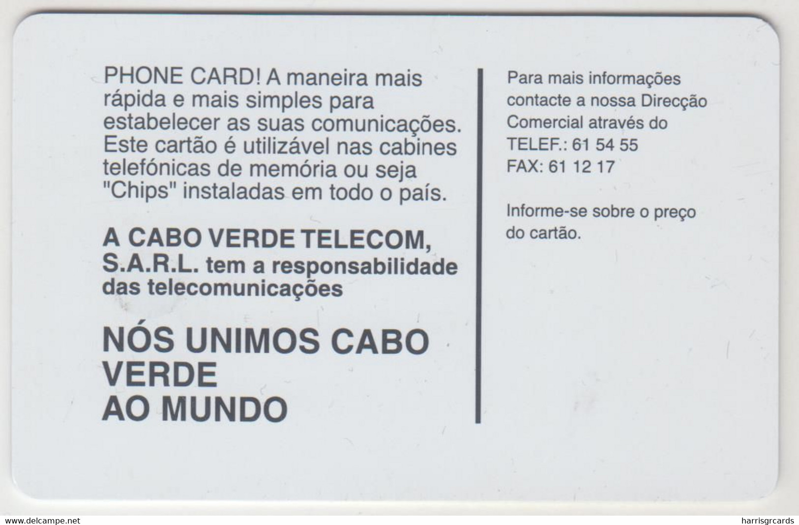 CAPE VERDE - "Cabo Submarino Fibra óptica Interilhas" , Chip:SC7, 06/96,tirage 145.000, 50 U, Used - Cap Vert