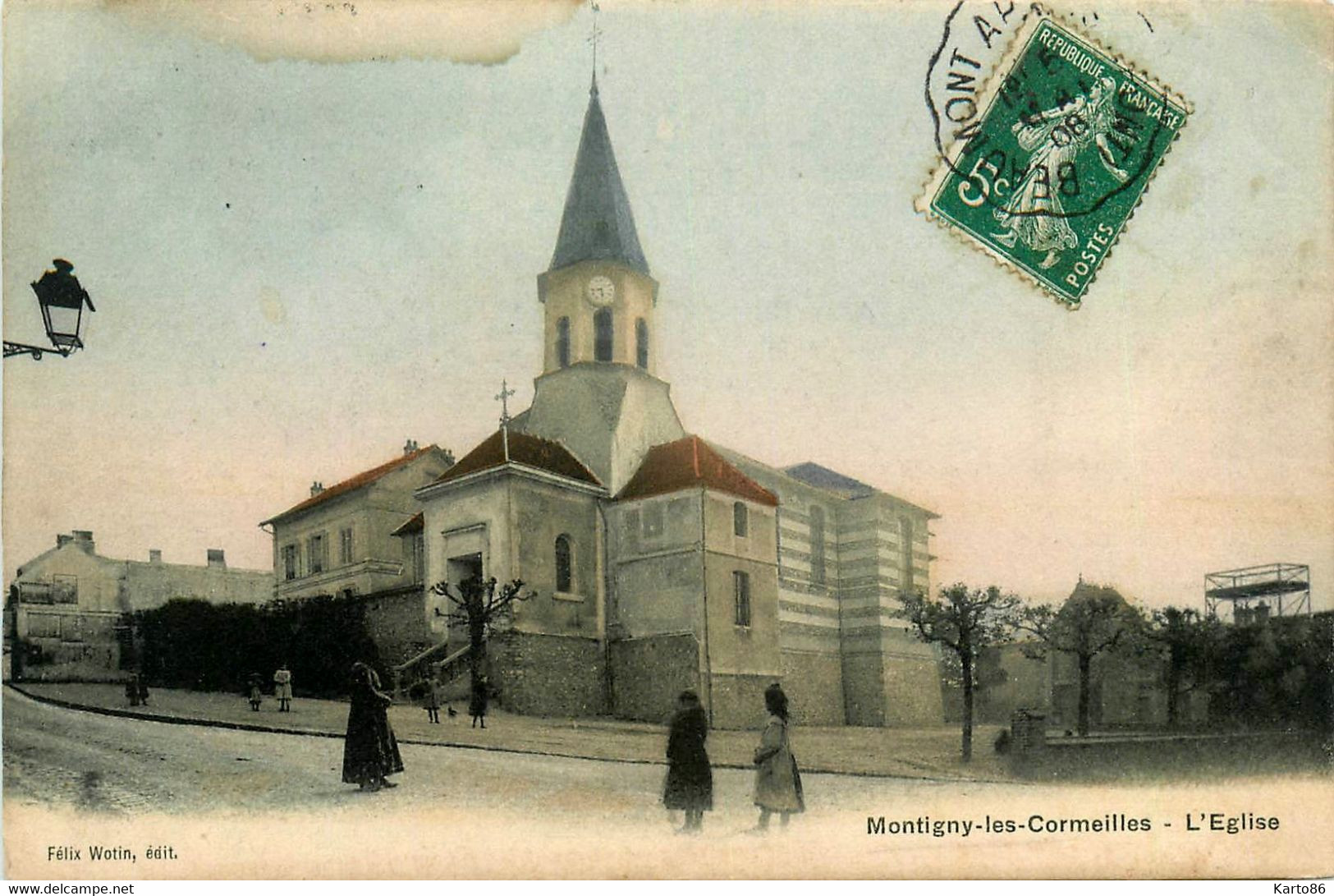 Montigny Les Cormeilles * Rue Et Vue Sur L'église Du Village - Montigny Les Cormeilles