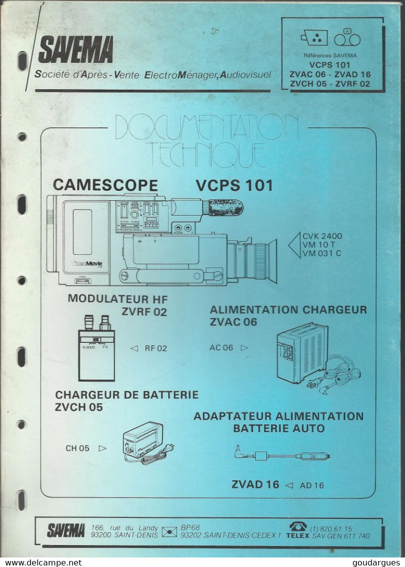 SAVEMA - Documentation Technique Caméscope VCPS 101 - Camcorder