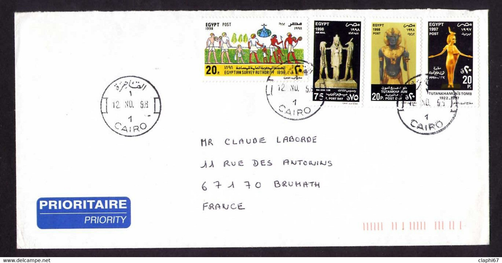 Lettre Voyagée Egypte -> France De 1998 Voir Scan - Lettres & Documents