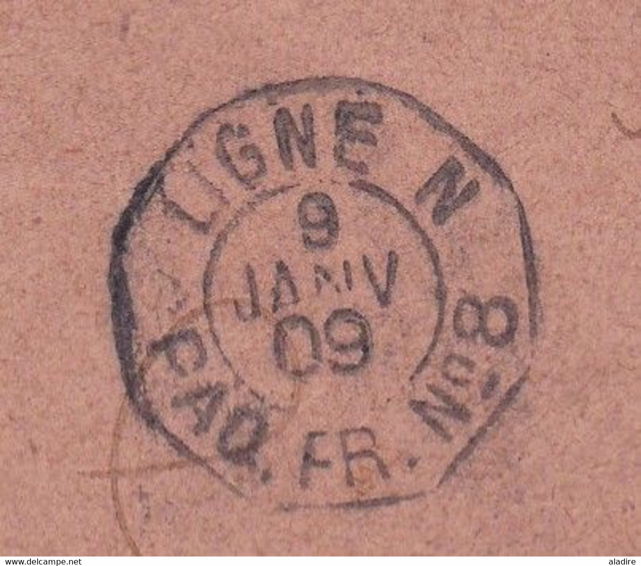 1909 - LIGNE N - PAQ. FR. N° 8 - Enveloppe D' Indochine Vers Singapour, GB - Affranchissement 25 Centimes - Lettres & Documents