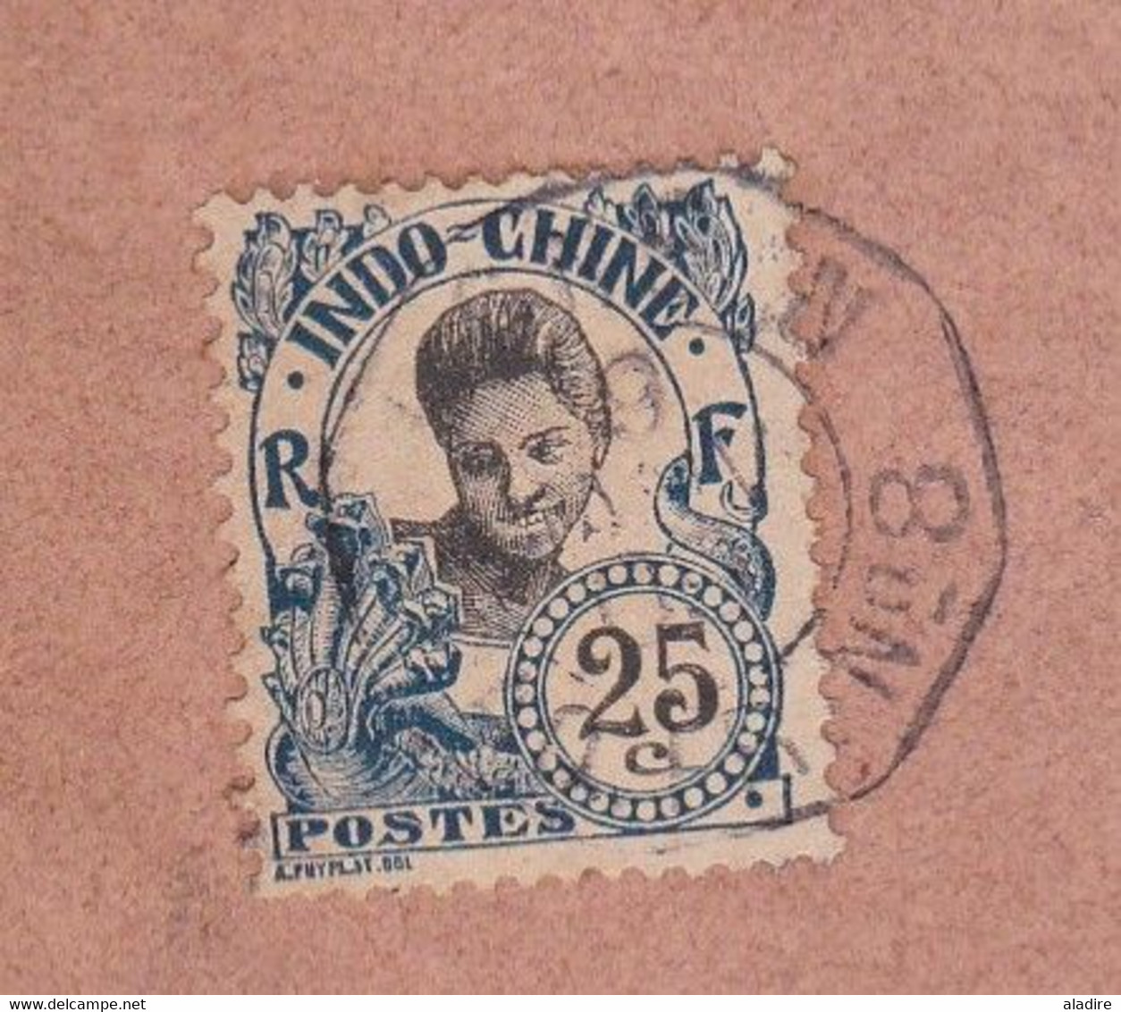 1909 - LIGNE N - PAQ. FR. N° 8 - Enveloppe D' Indochine Vers Singapour, GB - Affranchissement 25 Centimes - Briefe U. Dokumente
