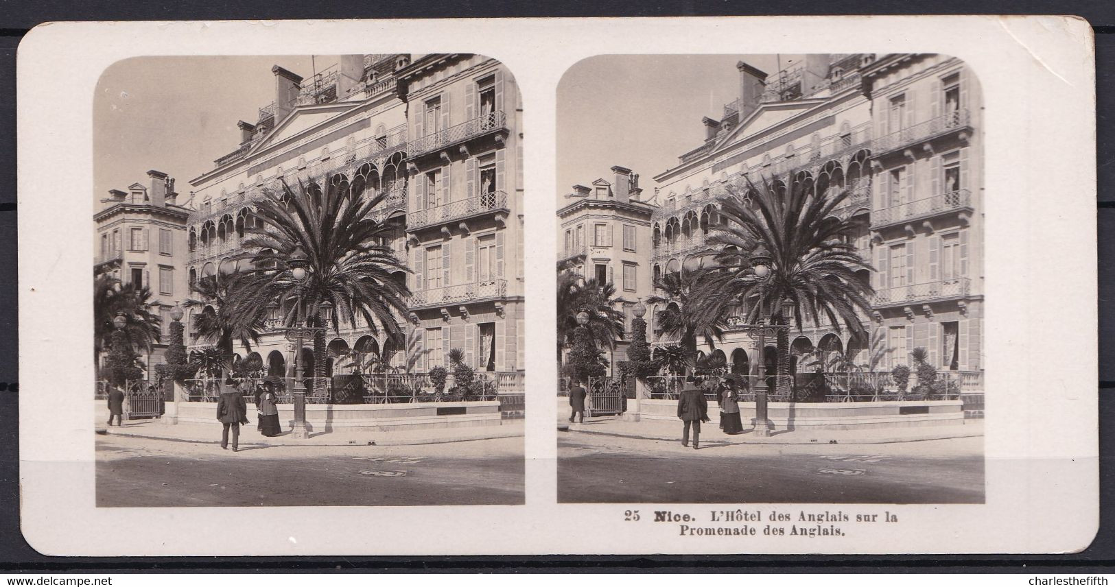 ANCIENNE PHOTO STEREO FRANCE - NICE  - HOTEL ET PROMENADE DES ANGLAIS - ENGLISH HOTEL - Photo STEGLITZ BERLIN 1904 - Stereoscoop