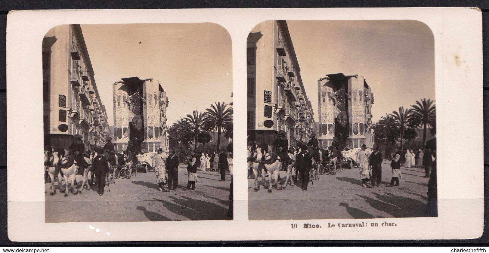 ANCIENNE PHOTO STEREO FRANCE - NICE  - LE CARNAVAL - UN CHAR - Photo STEGLITZ BERLIN 1904 - Stereoscopic