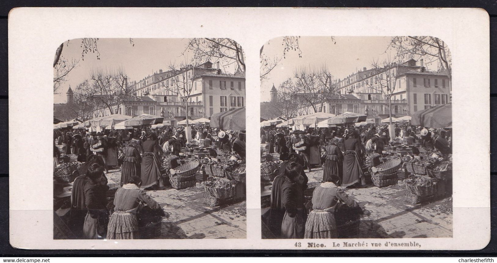 ANCIENNE PHOTO STEREO FRANCE - NICE  - LE MARCHE VUE D'ENSEMBLE - Photo STEGLITZ BERLIN 1904 - Stereo-Photographie