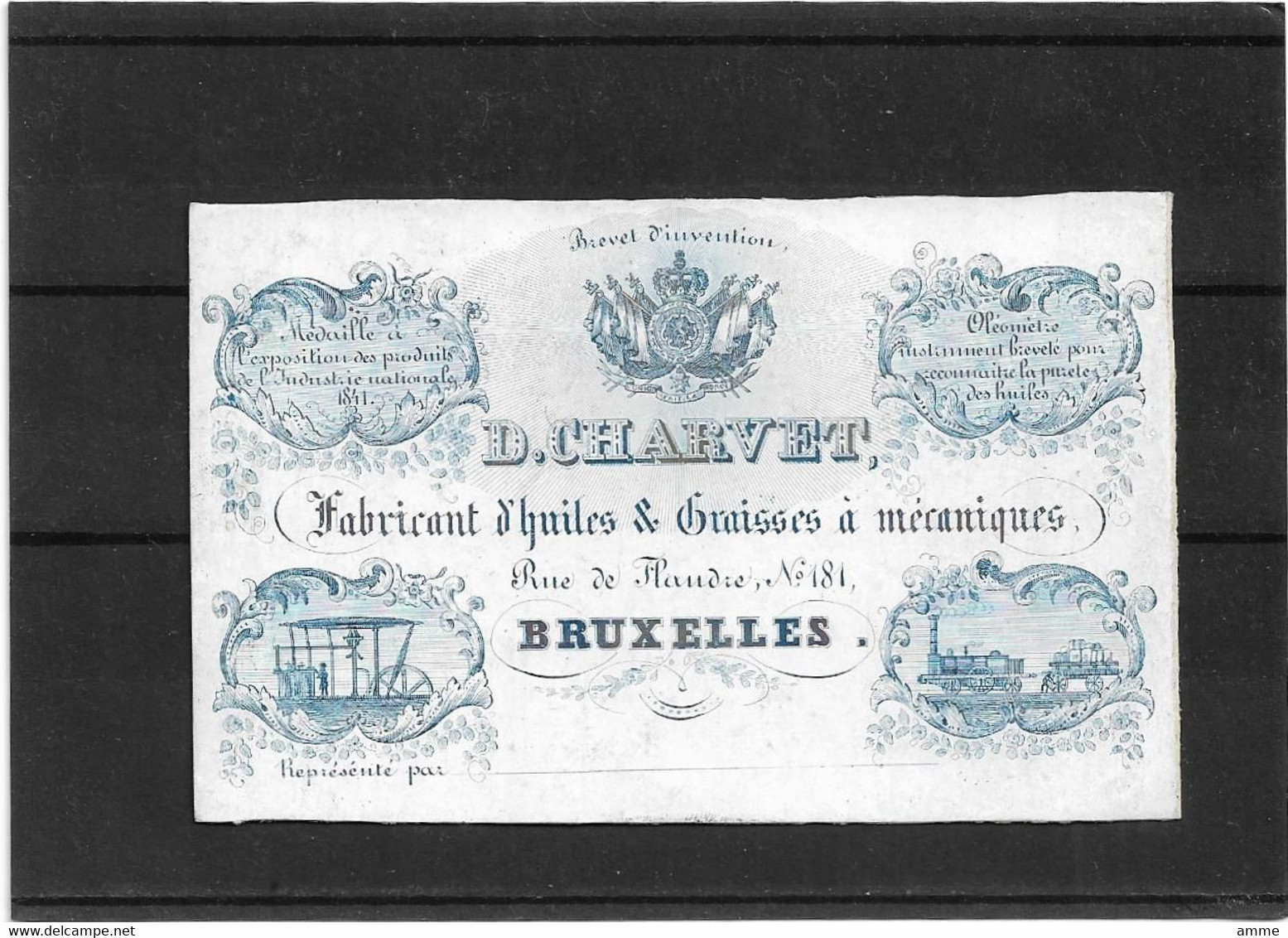 Bruxelles *  (Carte Porcelaine)  D. Charvet - Fabricant D'huiles & Graisses à Mécaniques (Rue De Flandre, 181) - Porzellan