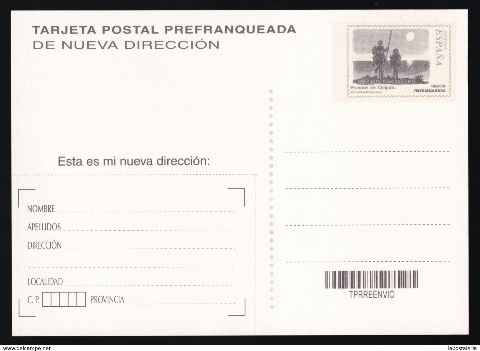 Correos España. *Tarjeta Postal Prefranqueada De Nueva Dirección* Tarjeta Prefranqueada. - Vrijstelling Van Portkosten