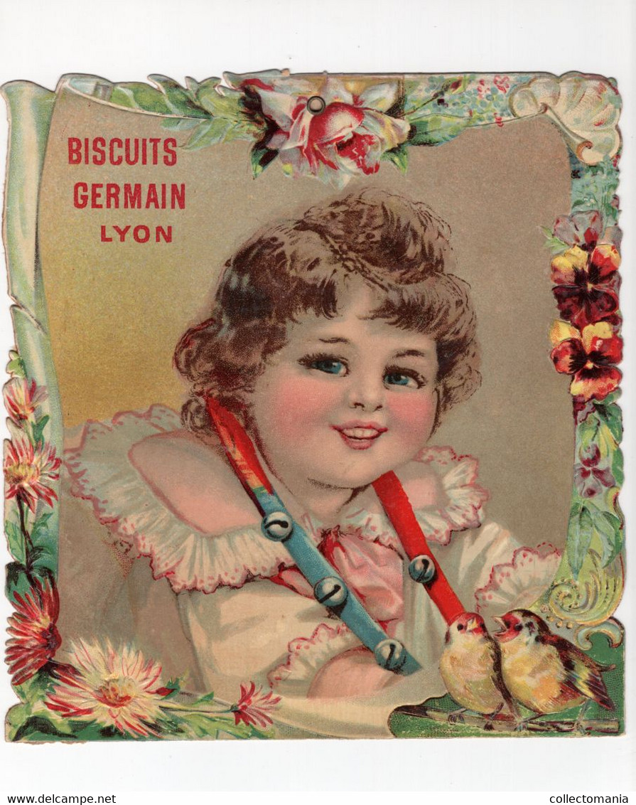 1 Découpi SCRAP GRANDE PUBLICITE Biscuits GERMAIN LYON Chromo  LITHO 20 X 22 Cm Oblaten, Galnsbilder Die Cut - Enfants