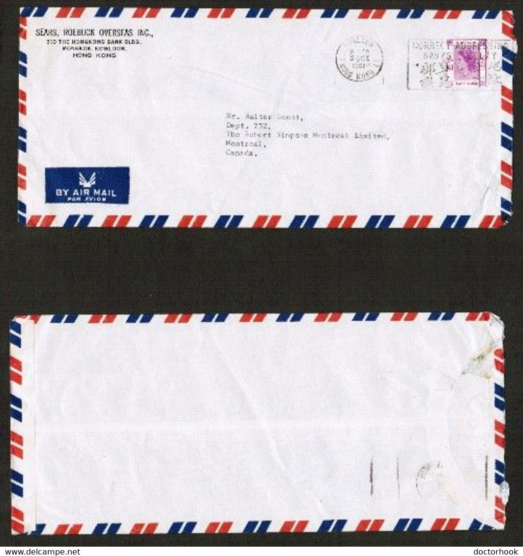 HONG KONG   Scott # 196 On COMMERCIAL AIRMAIL COVER To MONTREAL (5/OCT/1961) (OS-672) - Covers & Documents