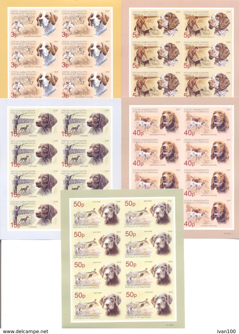 2019. Russia, Abkhazia,  Dogs Of Abkhazia, 5 Sheetlets Imperforated, Mint/** - Neufs