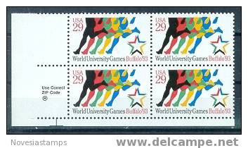 USA Sc# 2748 MNH ZIP-BLOCK World University Games - Plate Blocks & Sheetlets