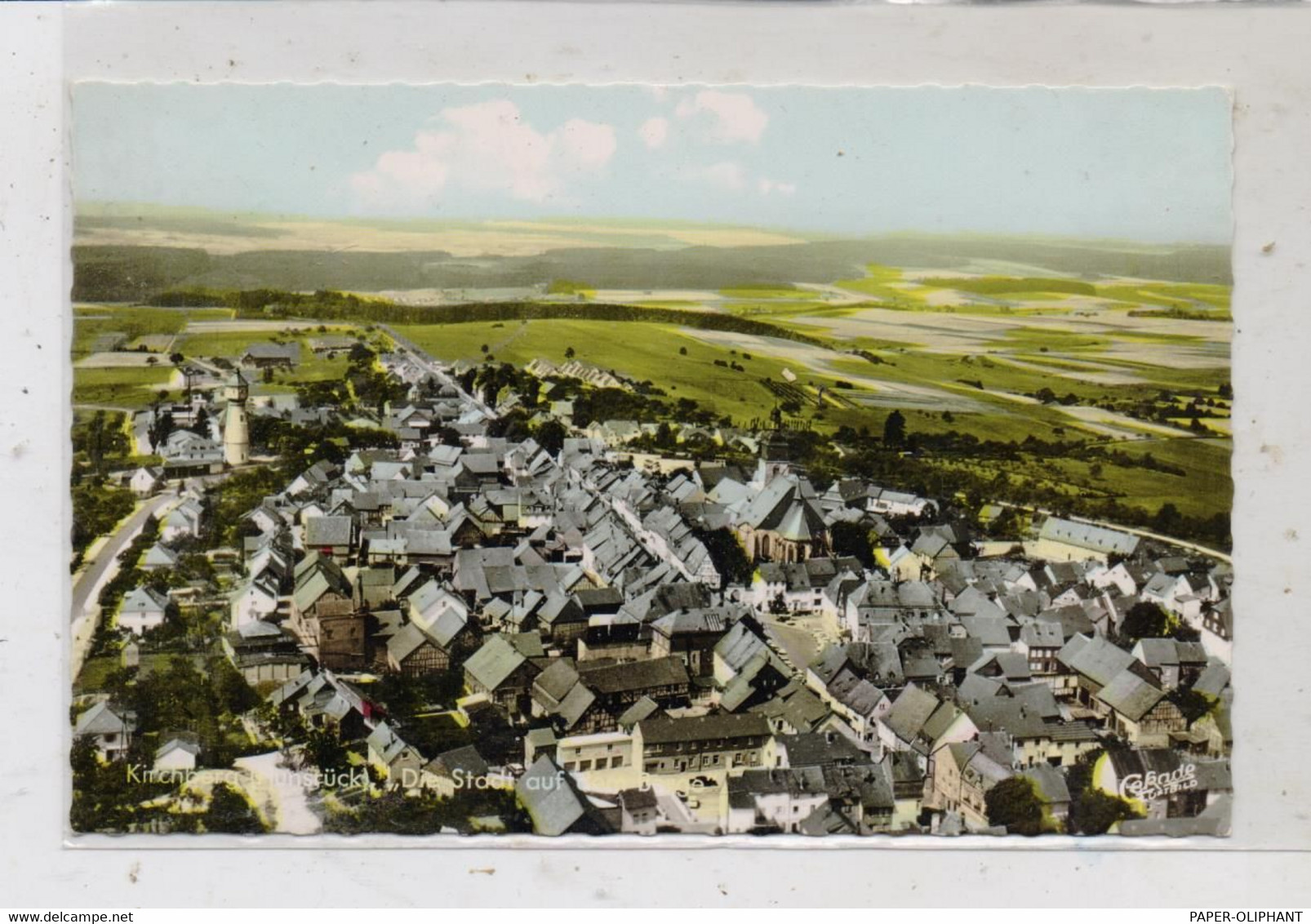 6544 KIRCHBERG, Luftaufnahme, 1964, Handcoloriert - Rhein-Hunsrück-Kreis