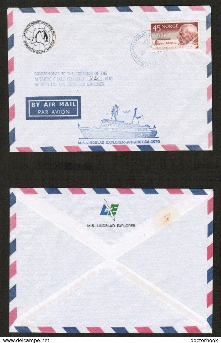 NORWAY   Scott # 399 On 1970 "MS LINDBLAD" SHIP COVER COVER---ANTARCTIC EXPLORATION (2/22/1970) (OS-681) - Covers & Documents