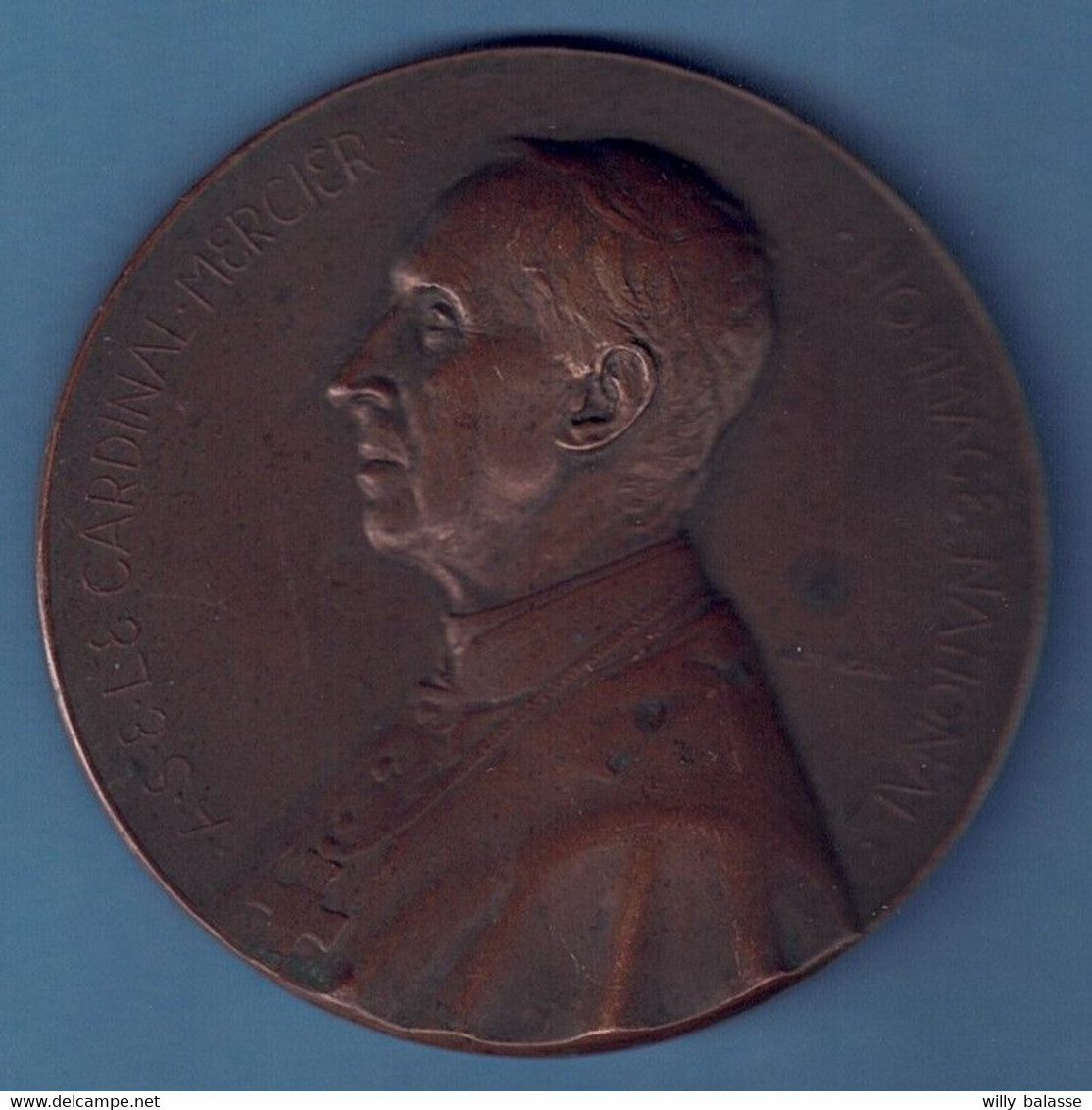 Médaille Cardinal Mercier Hommage National Patriotisme Et Endurance 1914 - Professionals / Firms