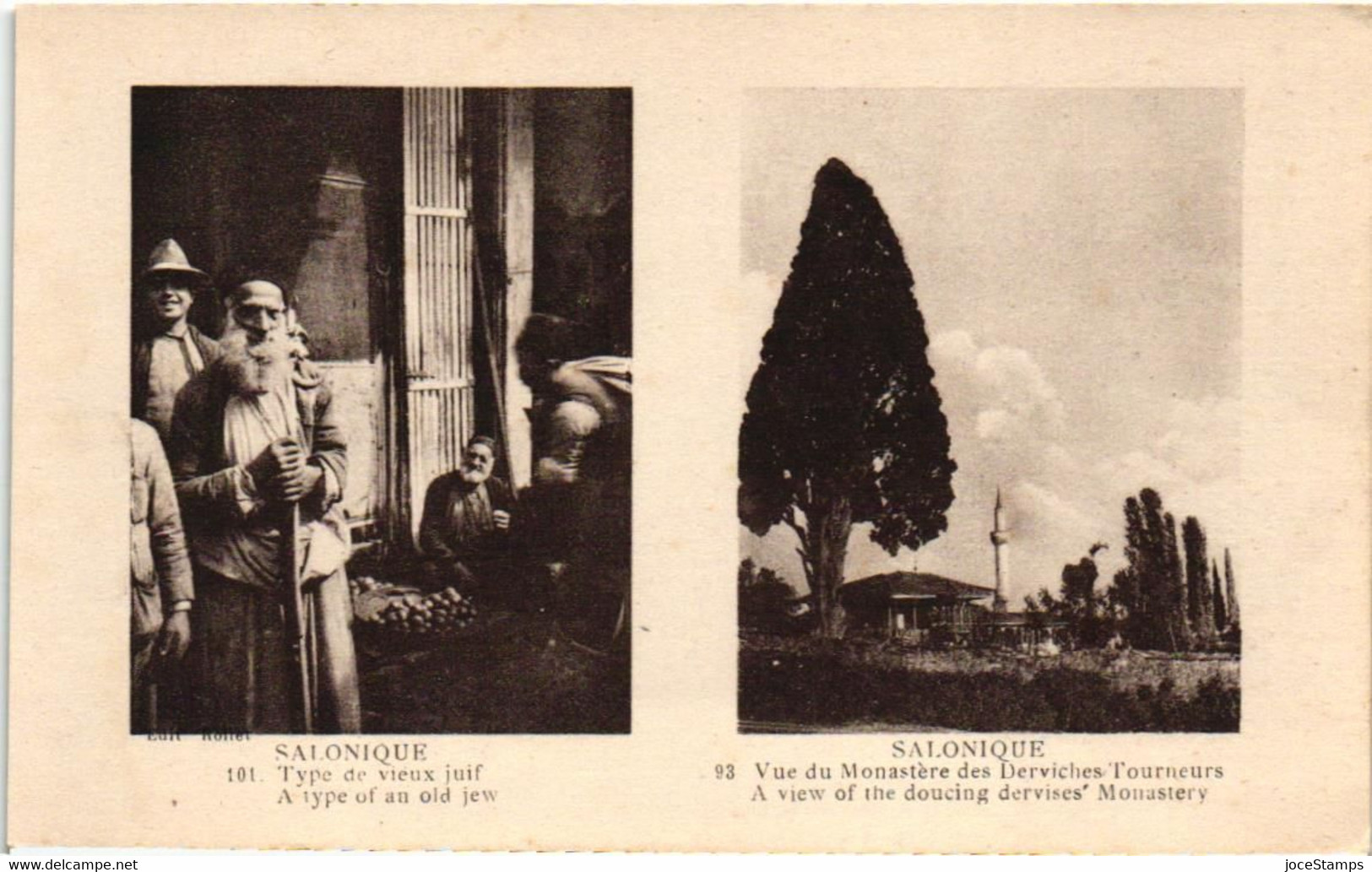 CAMPAGNE D’ORIENT 1914-1918 SALONIQUE TYPE DE VIEUX JUIF ET MONASTERE DES DERVICHES TOURNEURS - Greece