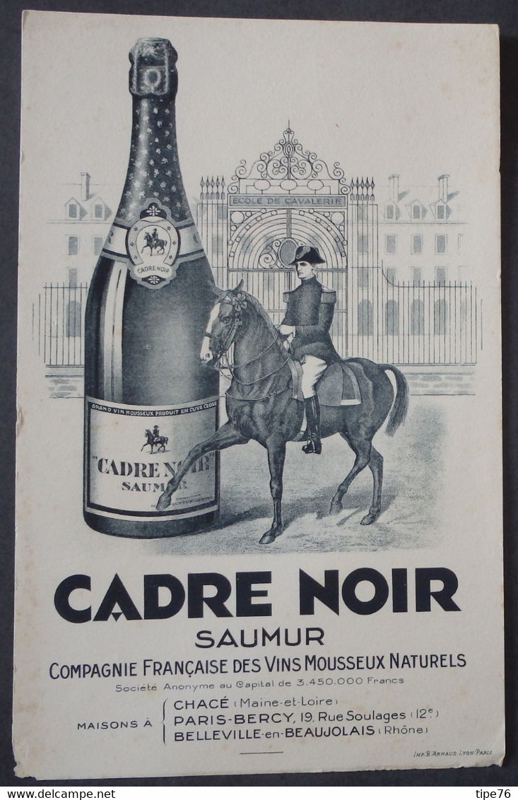 Buvard Cadre Noir Saumur Chacé Paris Bercy Belleville En Beaujolais - Licores & Cervezas