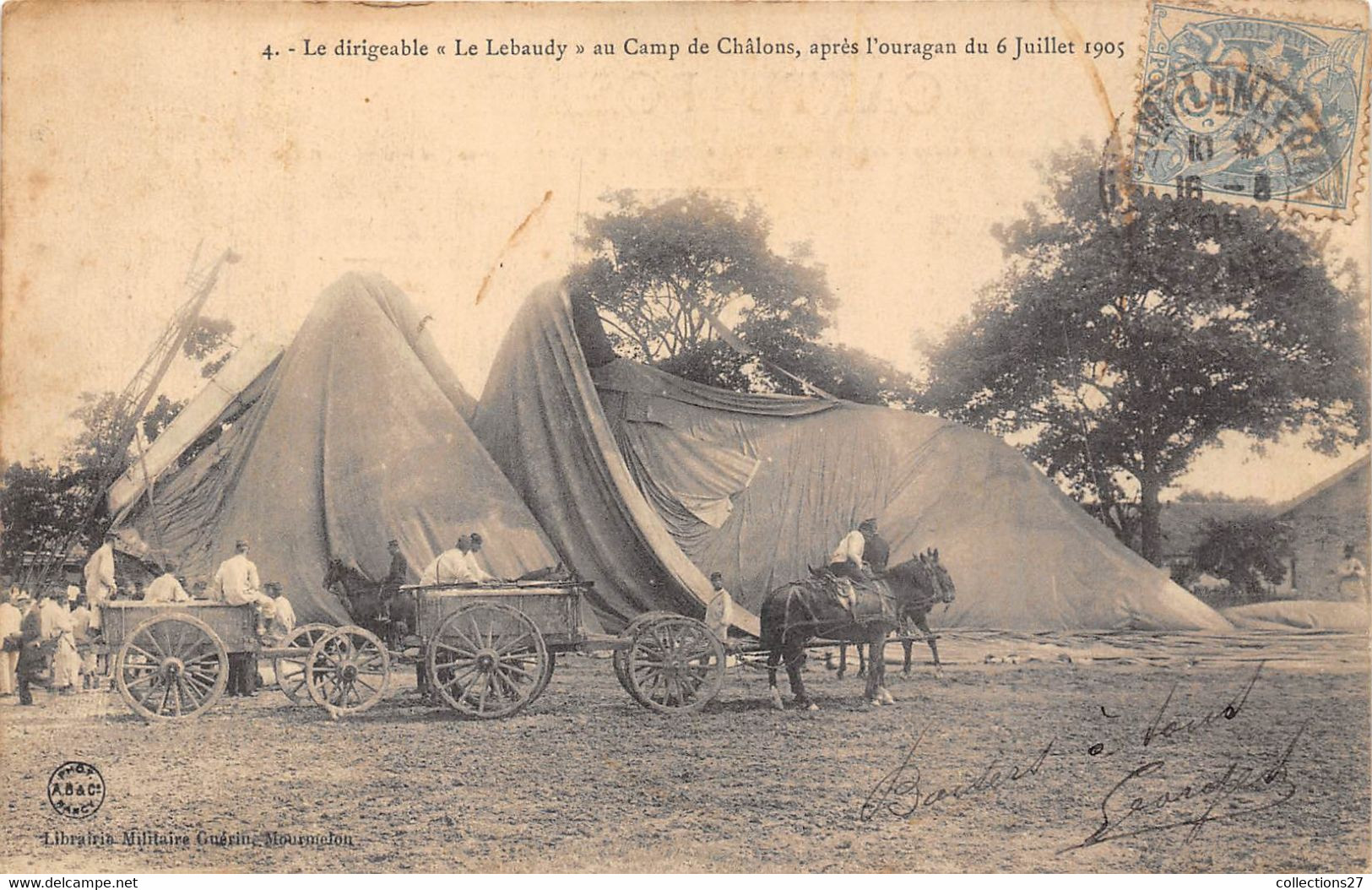 51-CAMP DE CHALONS- LE DIRIGEABLE LEBAUDY- APRES L'OURAGAN DU 6 JUILLET 1905 - Camp De Châlons - Mourmelon