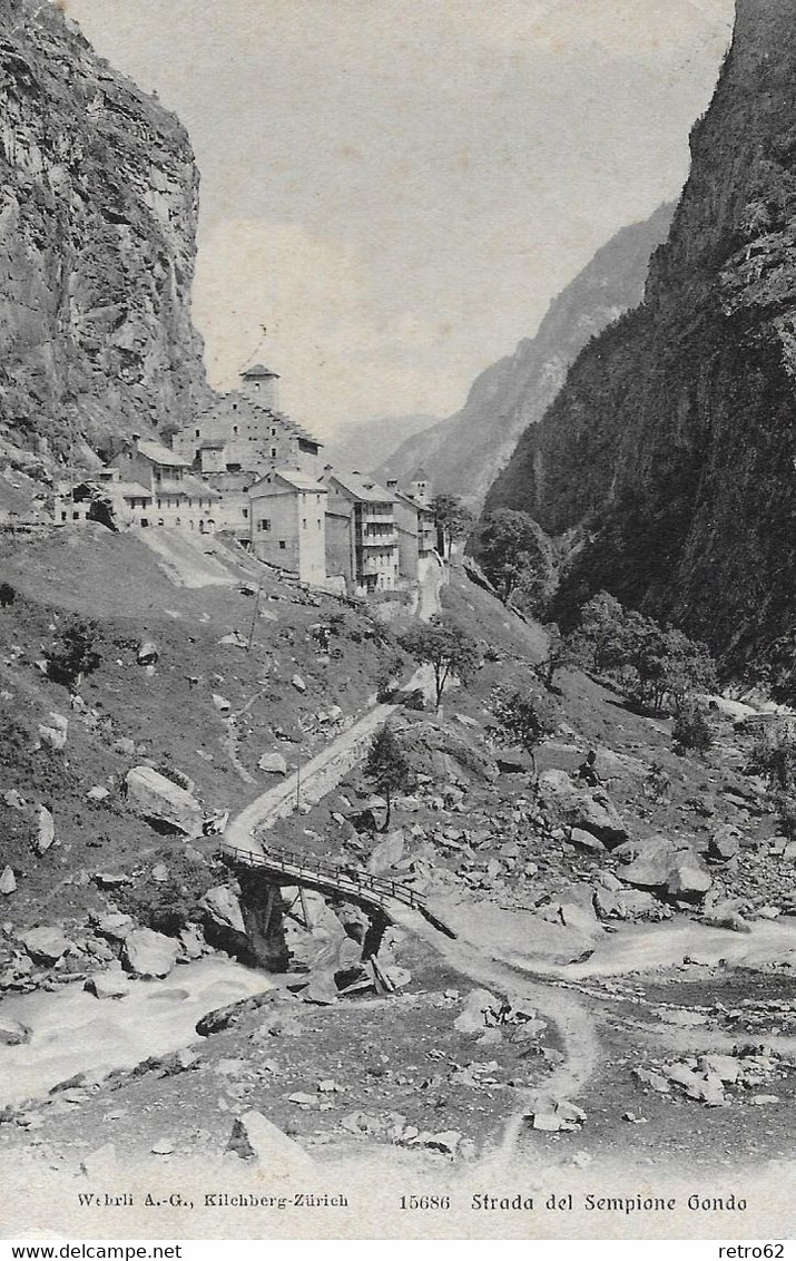 GONDO → Strada Del Sempione Gondo Anno 1918    → Stempel Hotel Fletschhorn Simplon◄ - Simplon