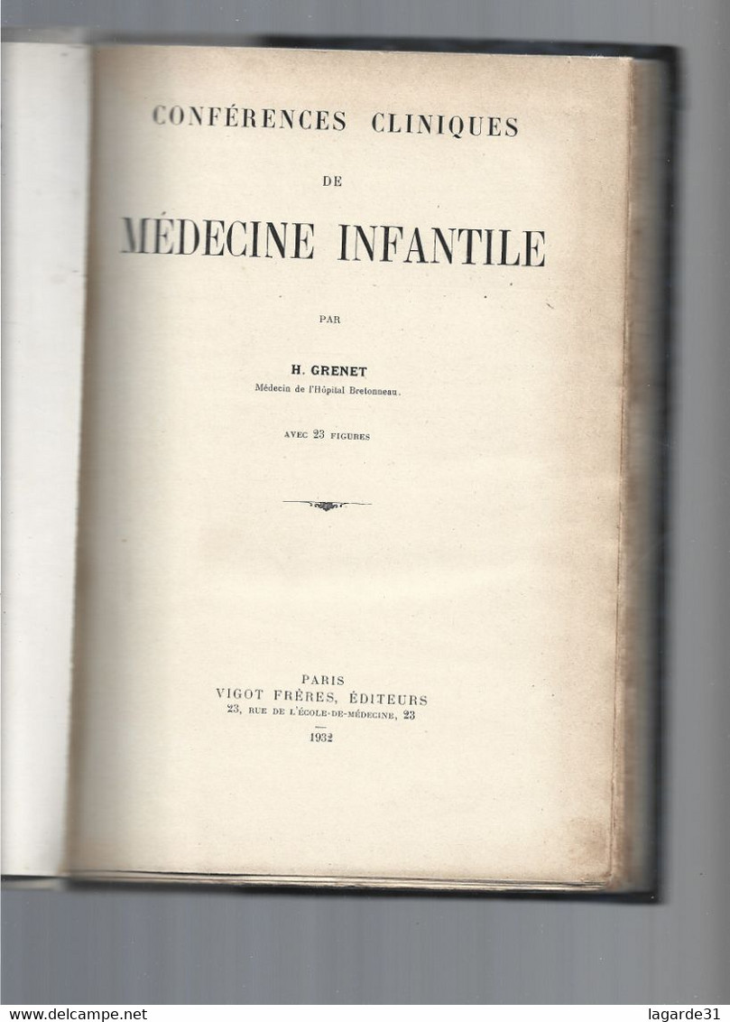 A SAISIR RARE Lot De 5 Ouvrages CONFERENCES CLINIQUES DE MEDECINE INFANTILE - GRENET H - Gezondheid