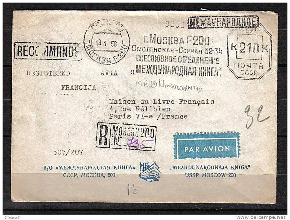 0067 -Russie Pour Paris - Recommandé- PAR AVION  - Machine à Affranchir - 18 - 1 - 56 - Franking Machines (EMA)