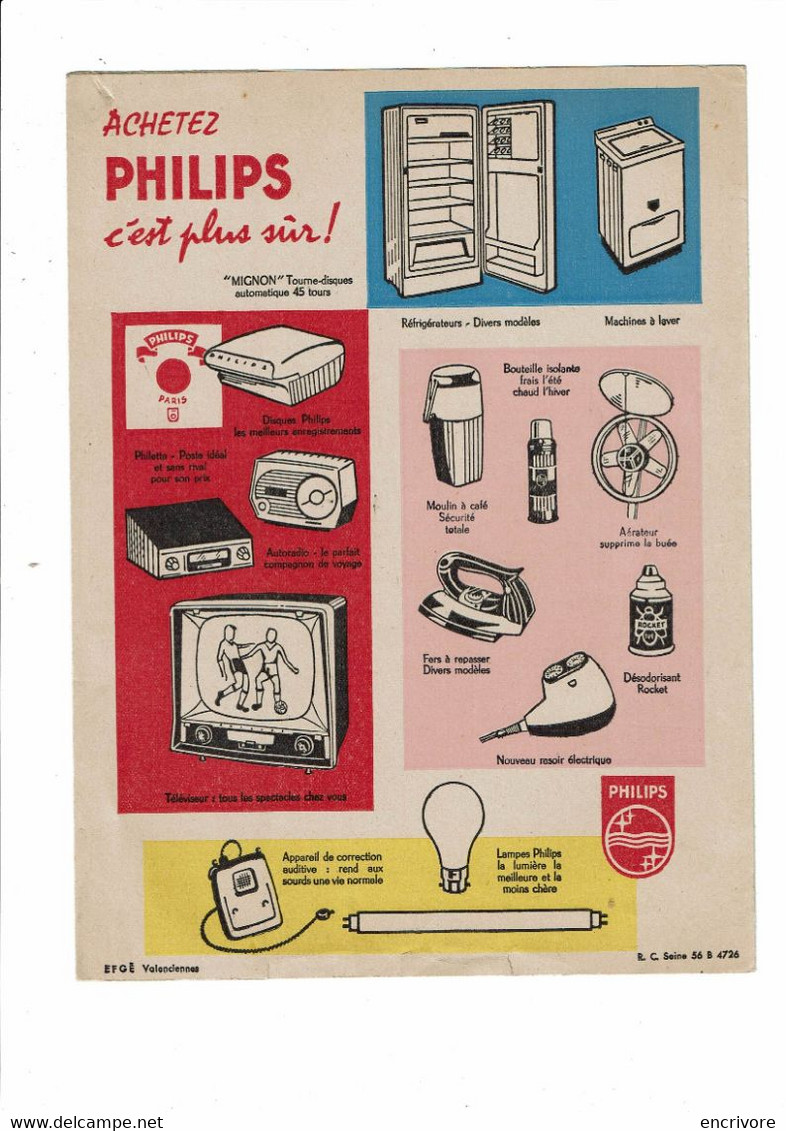 Protège Cahier PHILIPS Tourne Disques électrophone Famille Ill Cullet 58 ? Joie Et Confort Dans La Maison - Protège-cahiers