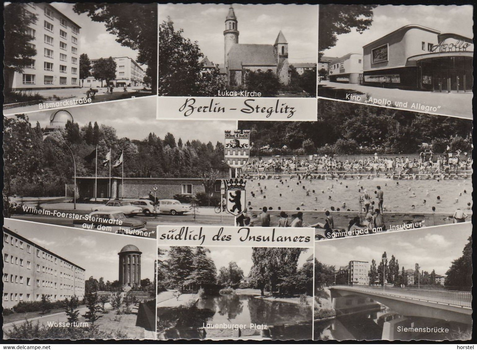 D-12163 Berlin - Steglitz - Alte Ansichten - KIno Allegro & Apollo - Bismarkstraße - Sommerbad - Freibad - Steglitz