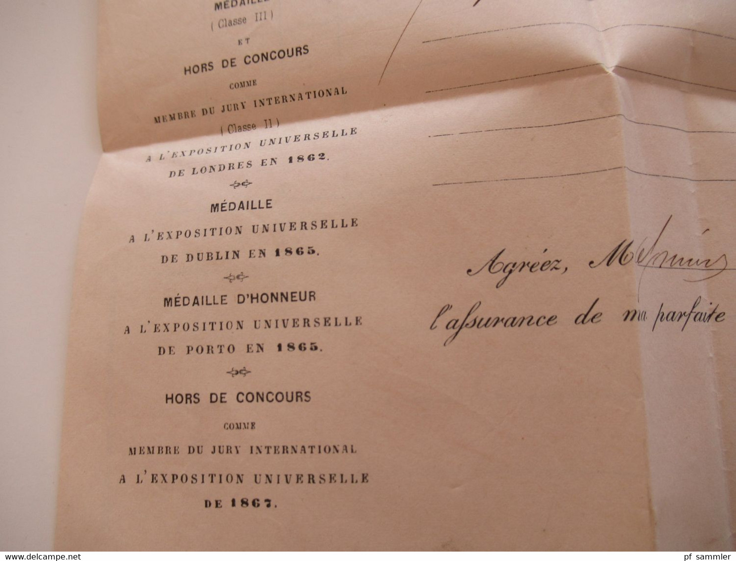 12.4.1870 Napoleon III. Nr.28 mit Sternstempel Paris briefpapier mit wasserzeichen FIrmenbrief Menier Usine Hydraulique