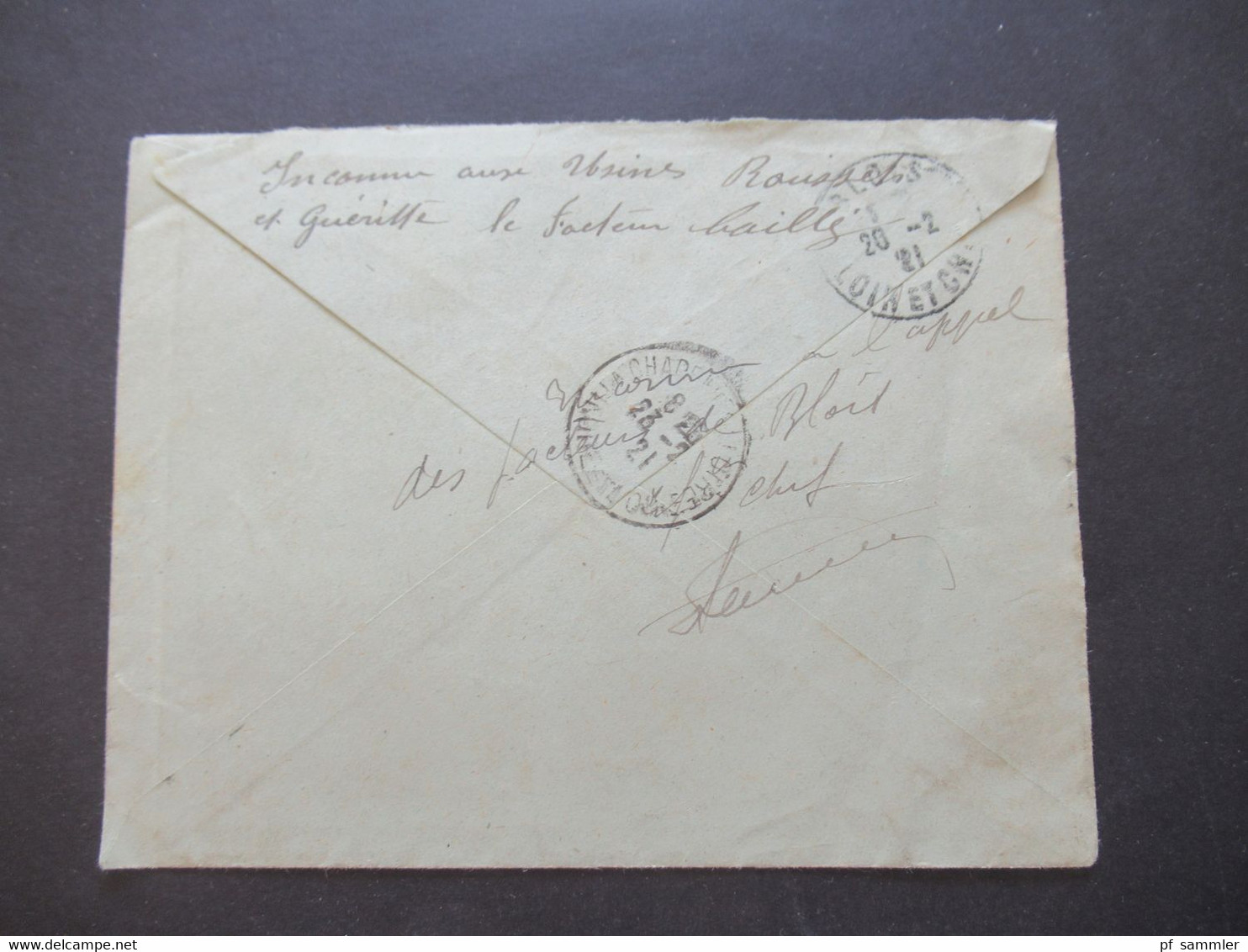 Frankreich 1921 Säerin EF Stempel L2 Retour A L'Envoyeur / Retour Brief Mit Inhalt (Notaire) Handschriftlicher Vermerk - Storia Postale