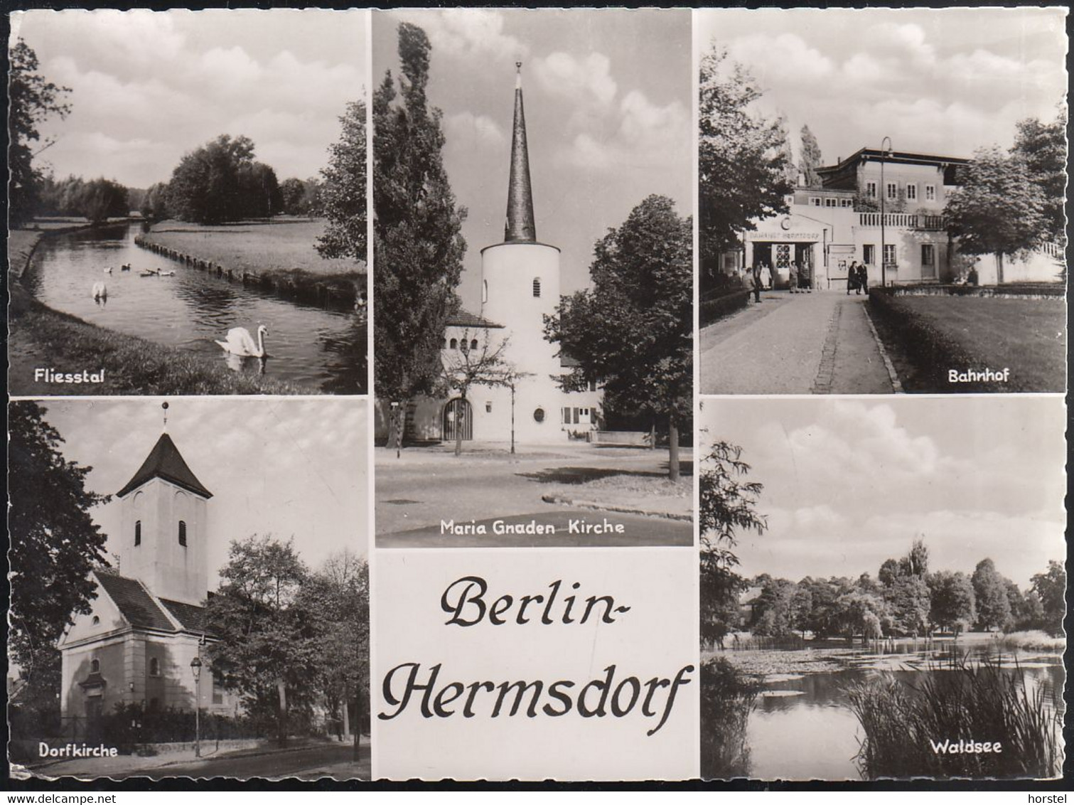 D-13467 Berlin - Hermsdorf - Alte Ansichten - Bahnhof - Kirche - Waldsee - Nice Stamp - Reinickendorf