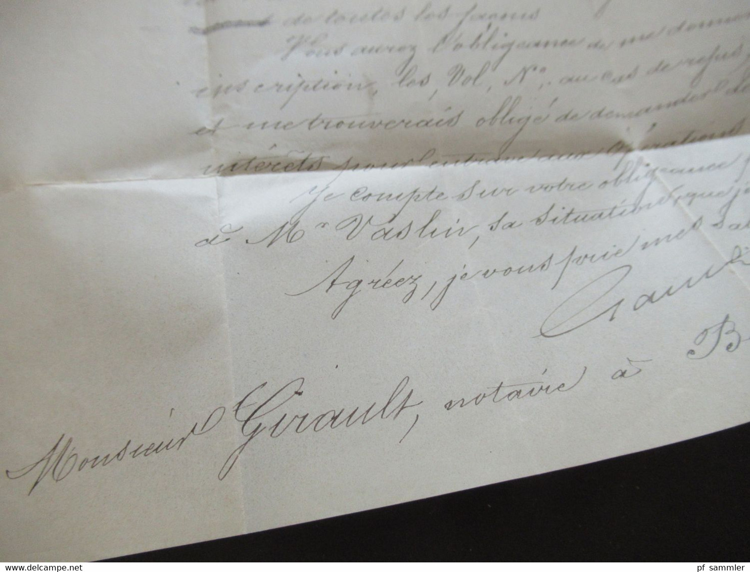 Frankreich 1876 Ceres Nr.51 EF Paris - Bourgueil an den Notaire Monsieur Girault Brief mit Inhalt Gauche Avenue Victoria