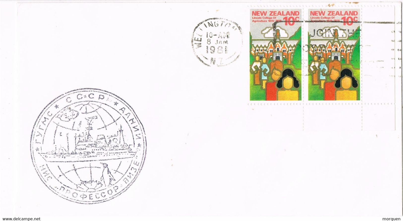 44034. Carta WELLINGTON (New Zealand) 1981. ANTARTIC Expedition Russia, Polar Marking - Covers & Documents