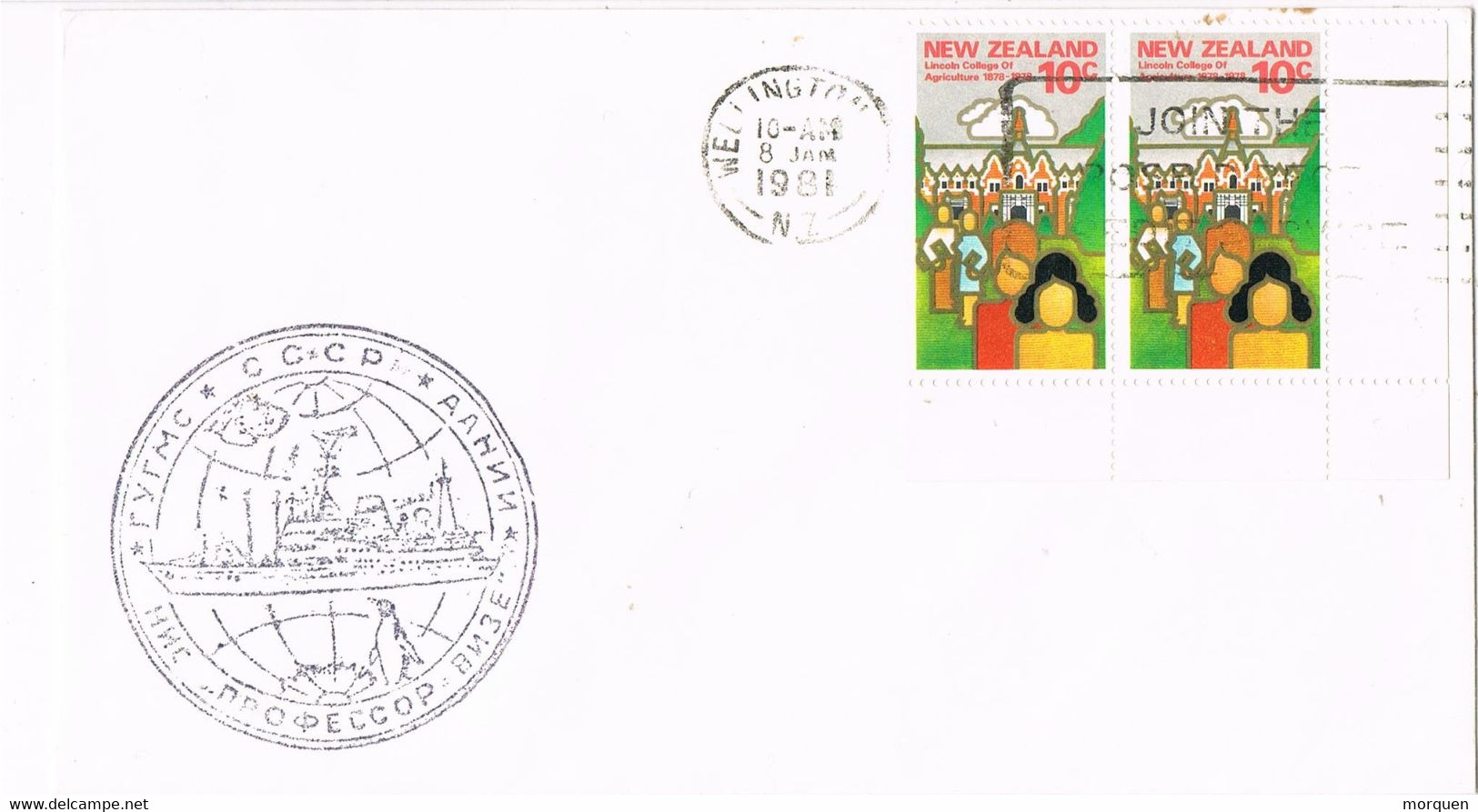 44034. Carta WELLINGTON (New Zealand) 1981. ANTARTIC Expedition Russia, Polar Marking - Brieven En Documenten