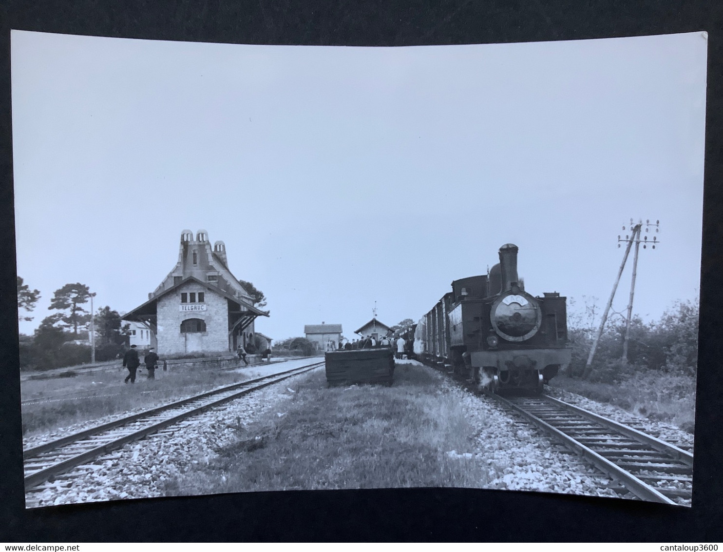 Photo Numérotée De J. BAZIN : Réseau Breton : Train Vapeur FACS En Gare De TELGRUC En 1965 - Eisenbahnen