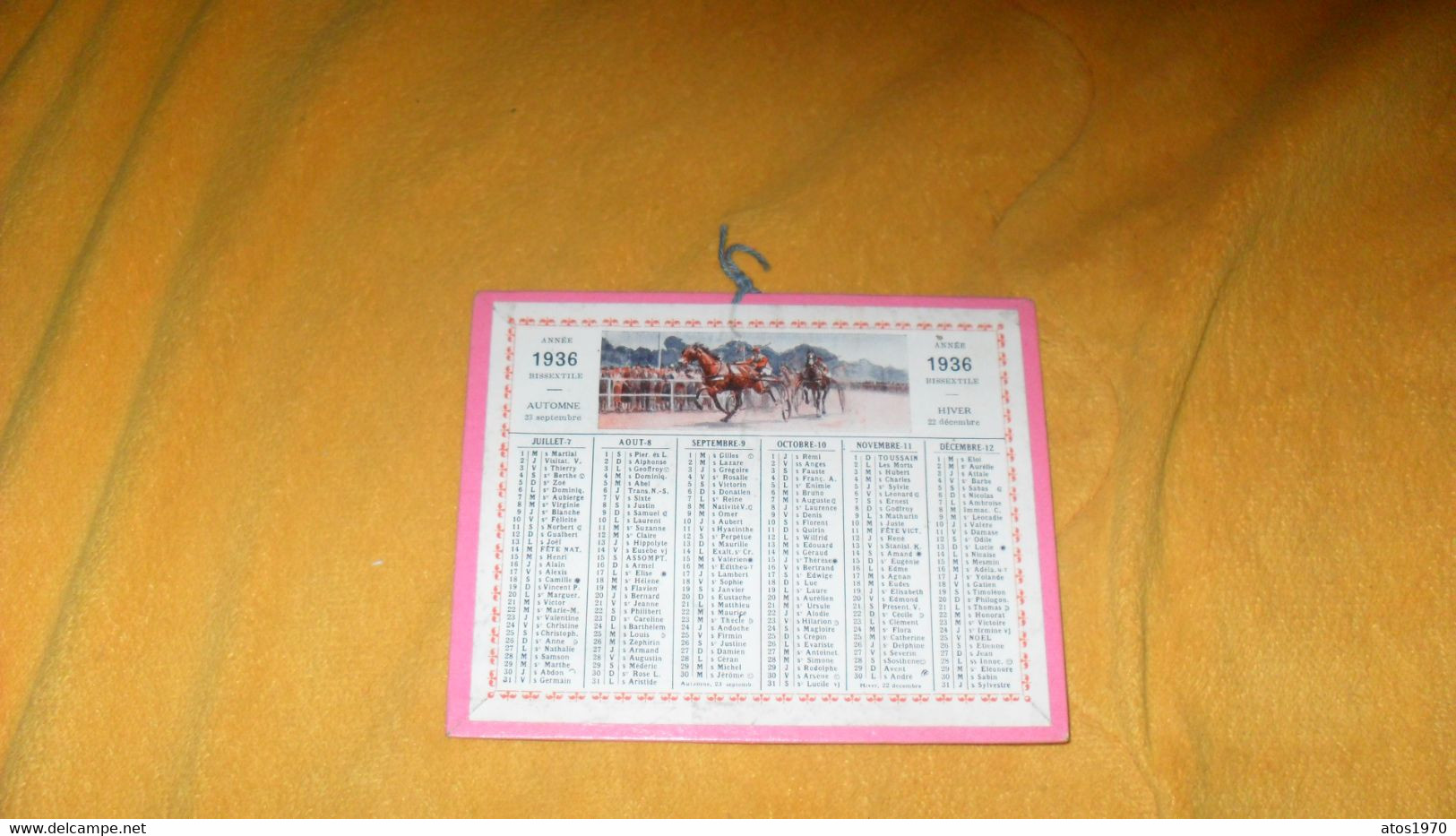 PETIT CALENDRIER ANCIEN DE 1936../ RAMASSAGE DE FOIN, COURSE DE CHEVAUX.. - Petit Format : 1921-40