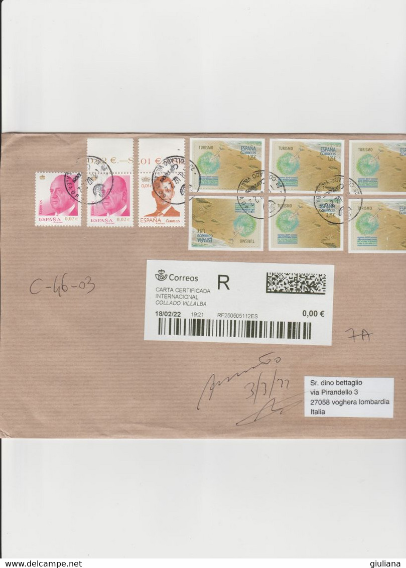 Spagna 2022 - Busta Racc. X L'Italia Affrancata Con 10stamps - Lettres & Documents