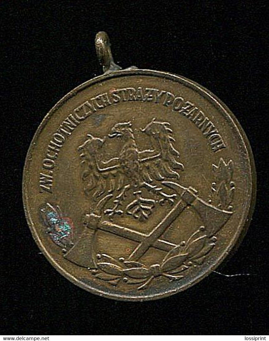 Poland Medal Za Zaslugi Dla Pozarnistwa, Yellow Metal - Otros & Sin Clasificación