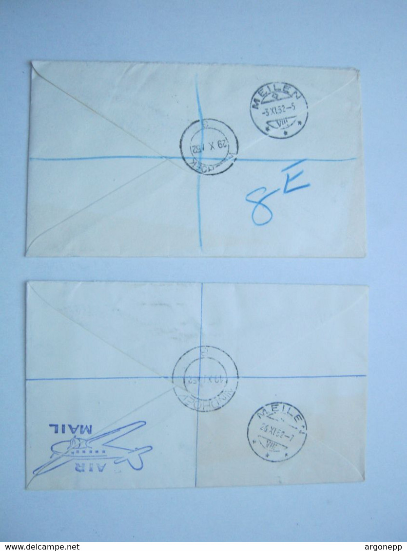 1952 ,  2 Flugbriefe In Die Schweiz - Airmail