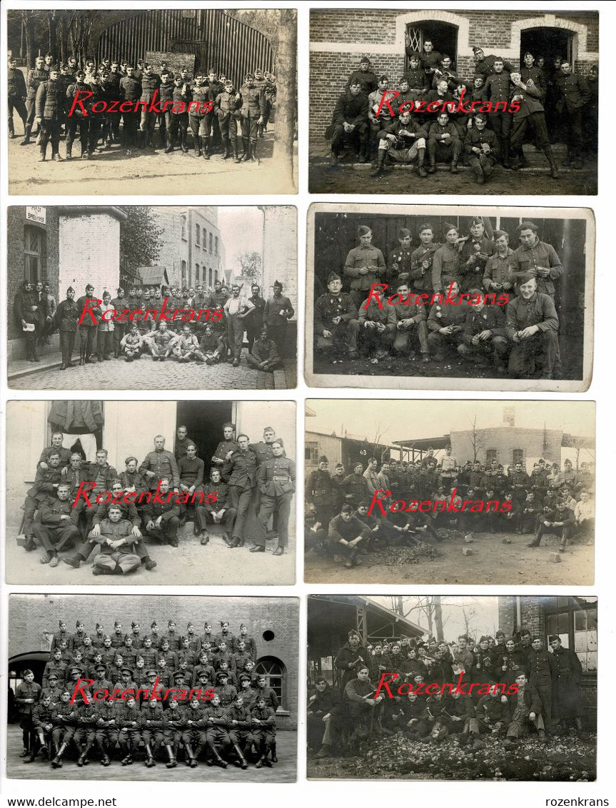 Lot Van 8 Acht Unieke Fotokaarten Hemiksem Depot Saint Bernard Soldaten Belgisch Leger Military Photo Army CPA - Hemiksem