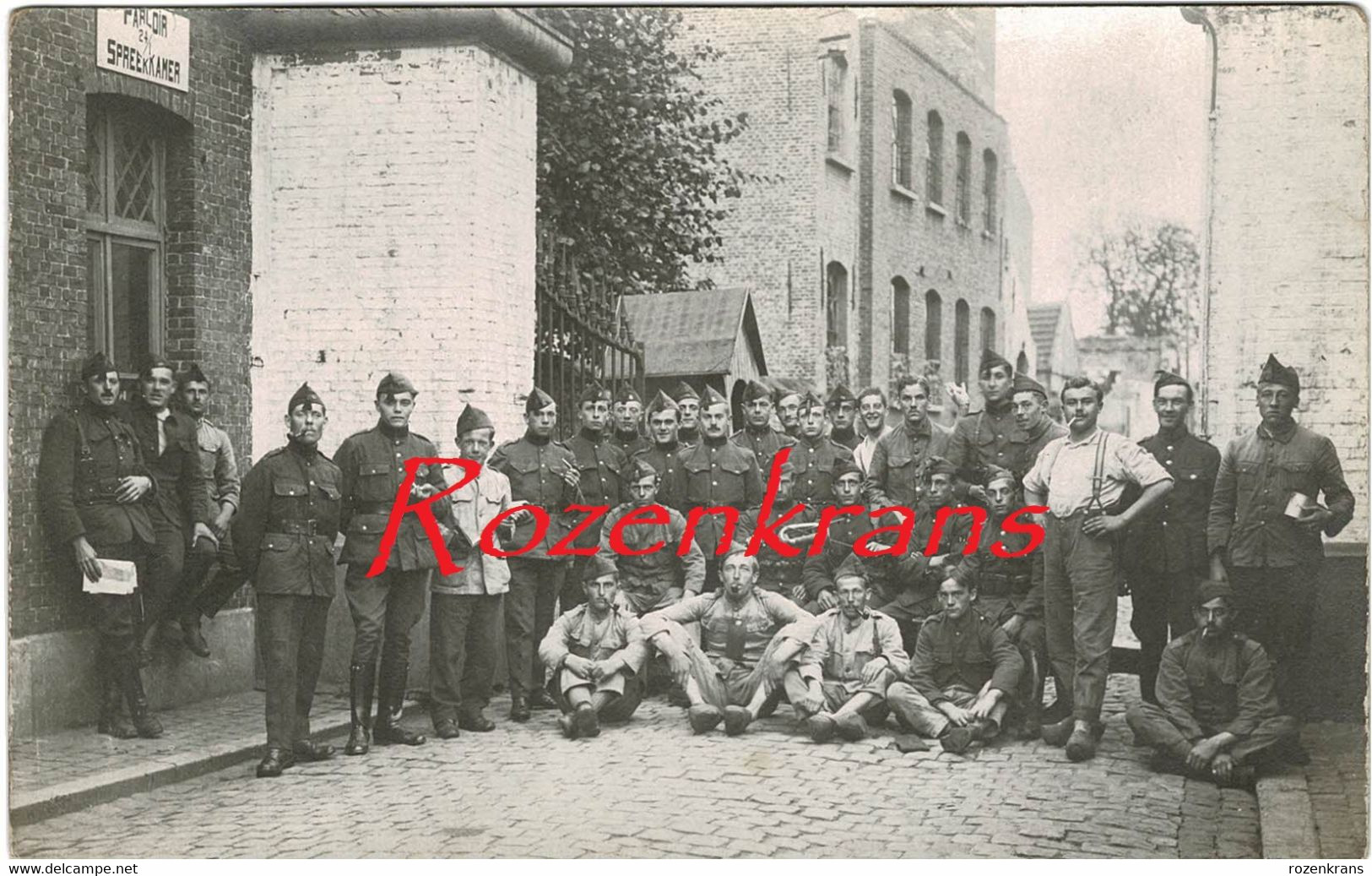 Lot van 8 acht unieke Fotokaarten Hemiksem Depot Saint Bernard Soldaten Belgisch Leger Military Photo Army CPA