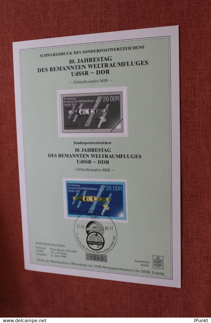 DDR 1988; Schwarzdruck Bemannter Weltraumflug UdSSR - DDR; MiNr 3172 - Autres & Non Classés