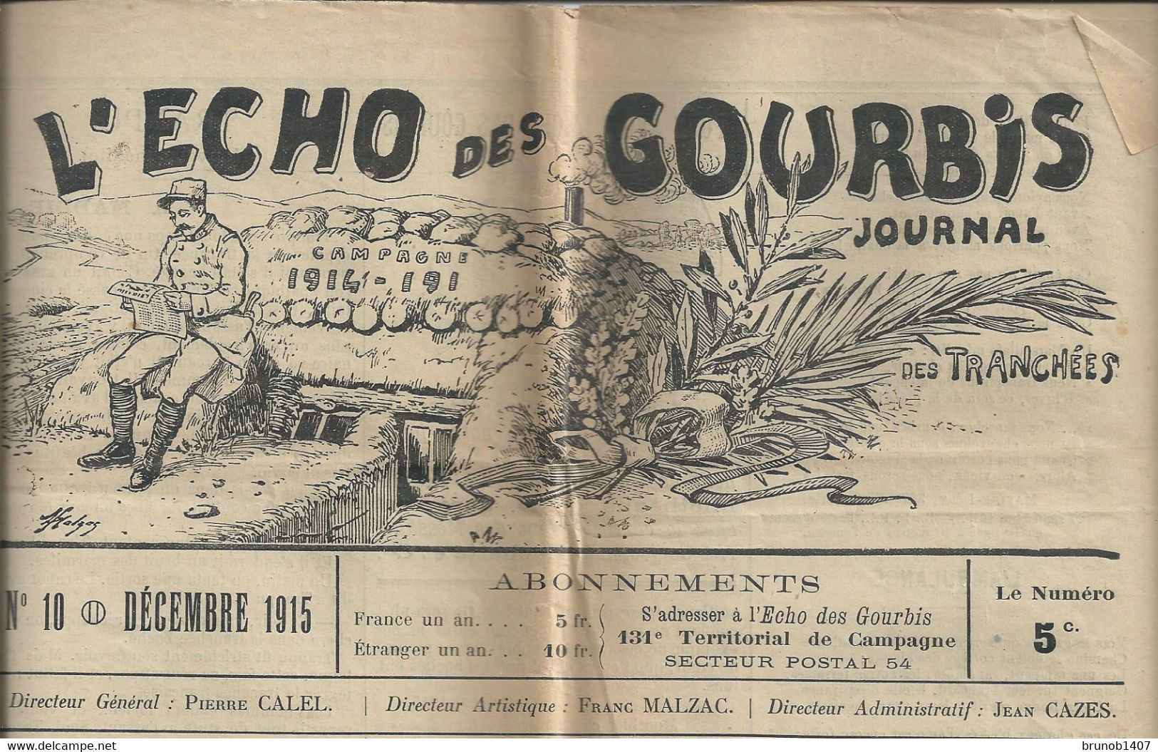 L'ECHO DES GOURBIS   Decembre  1915  RARE Journal Des Tranchees - Andere & Zonder Classificatie