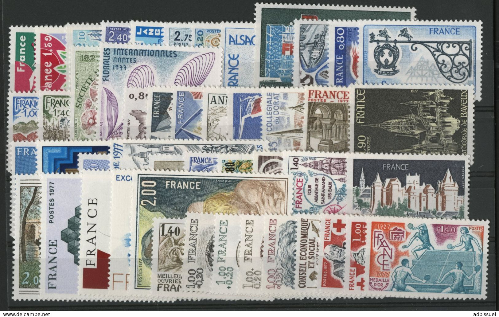 FRANCE ANNEE COMPLETE 1977 COTE = 45,50 € Neufs ** MNH N° 1914 à 1961 Soit 48 Timbres Vendus à La Valeur Faciale 11,40 € - 1970-1979