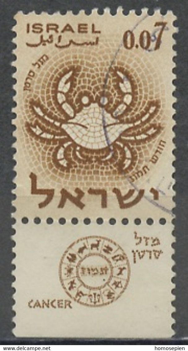 Israël 1961 Y&T N°189 - Michel N°227 (o) - 7a Cancer- Avec Tabs - Used Stamps (with Tabs)