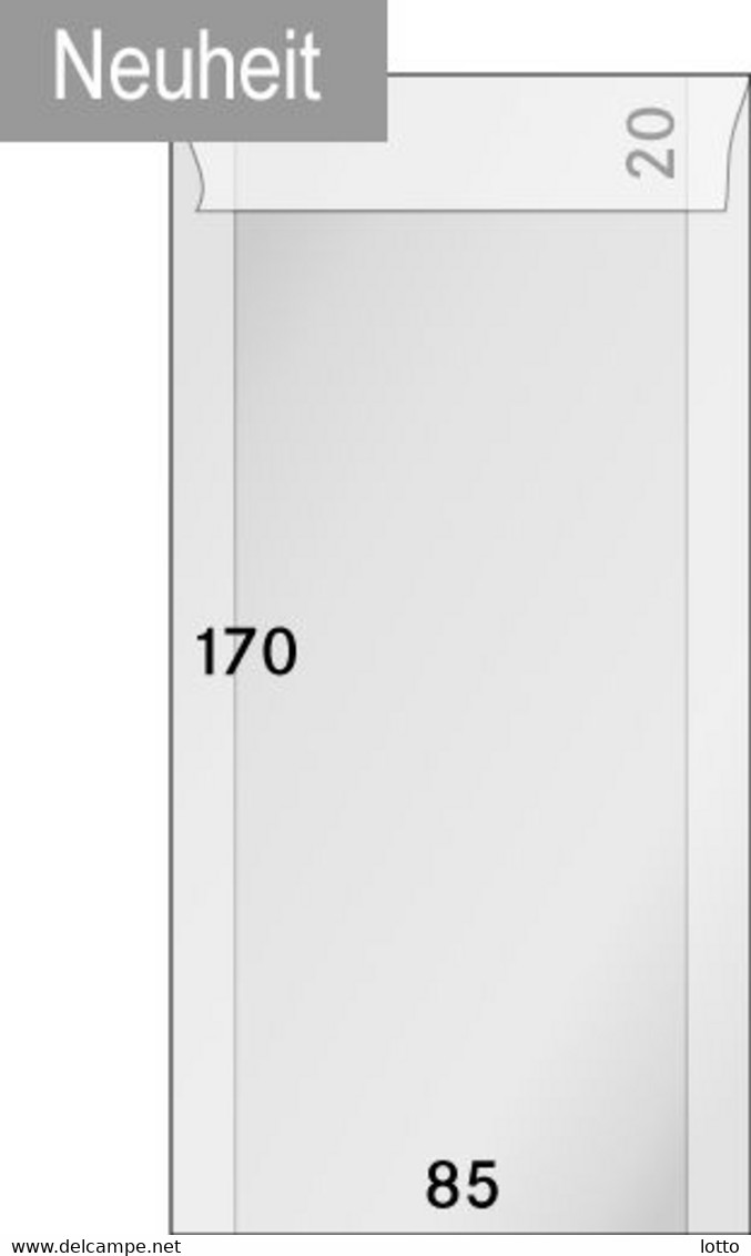 Lindner Pergamin-Tüten (721), 85 X 170 + 20 Mm Klappe, 100er-Packung - NEU - Sobres Transparentes