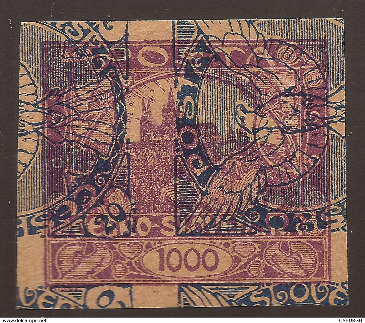 CZECHOSLOVAKIA. PRINTERS WASTE. 1000h WITH 20h NEWSPAPER IMPRESSIONS. - Errors, Freaks & Oddities (EFO)