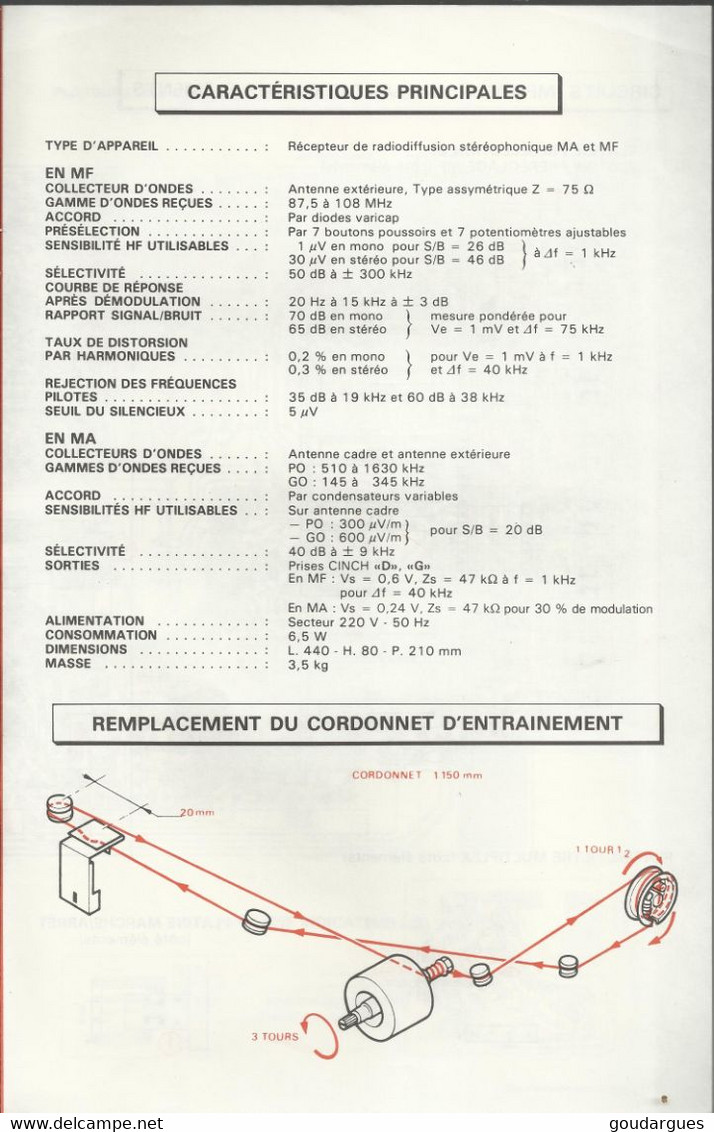 SAVEMA - Documentation Technique "Récepteurs De Radiodiffusion Stéréophoniques TU 3733" - Literatuur & Schema's