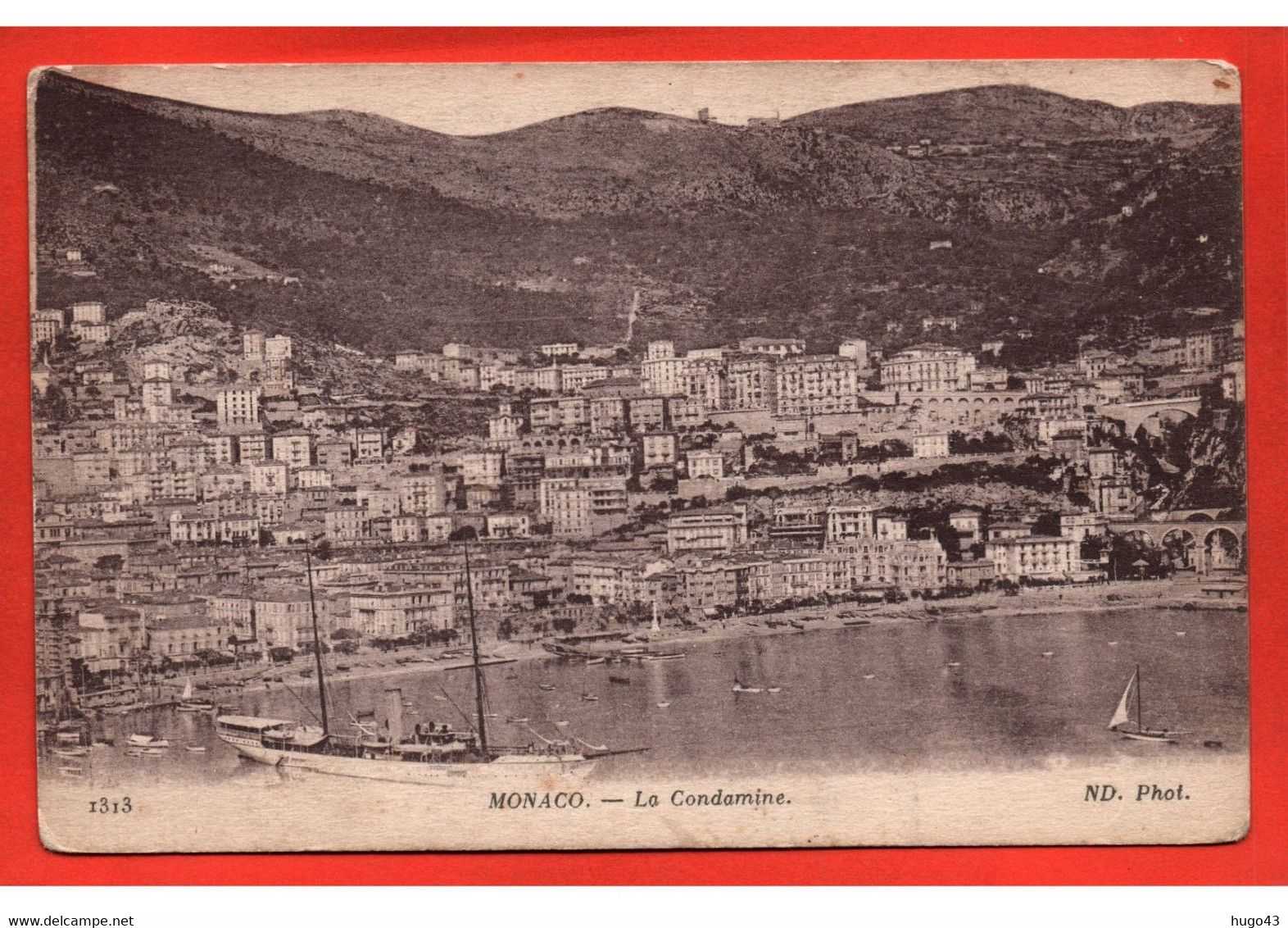 (RECTO / VERSO) MONACO - N° 1313 - LA CONDAMINE AVEC VOILIER- CPA VOYAGEE - La Condamine