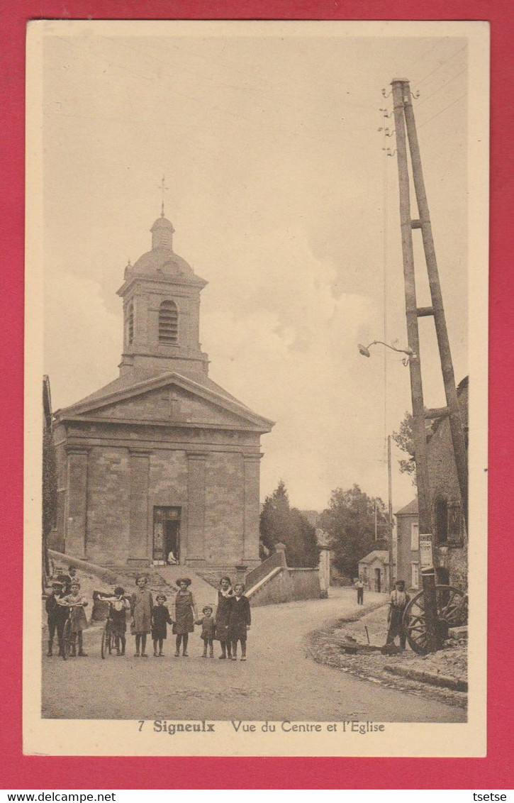 Signeulx - Vue Du Centre Et Eglise ... Belle Animation, Groupe D'enfants ( Voir Verso ) - Musson