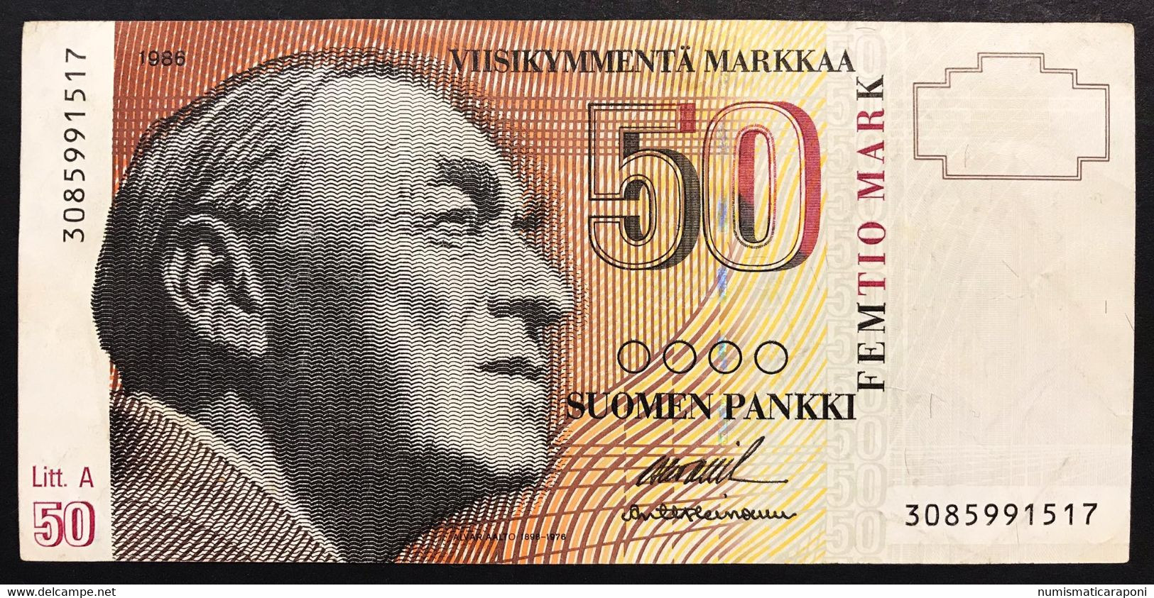 Finlandia Finland 50 Marchi Markkaa 1986 BB+ Pick 114 Lotto.2557 - Finland