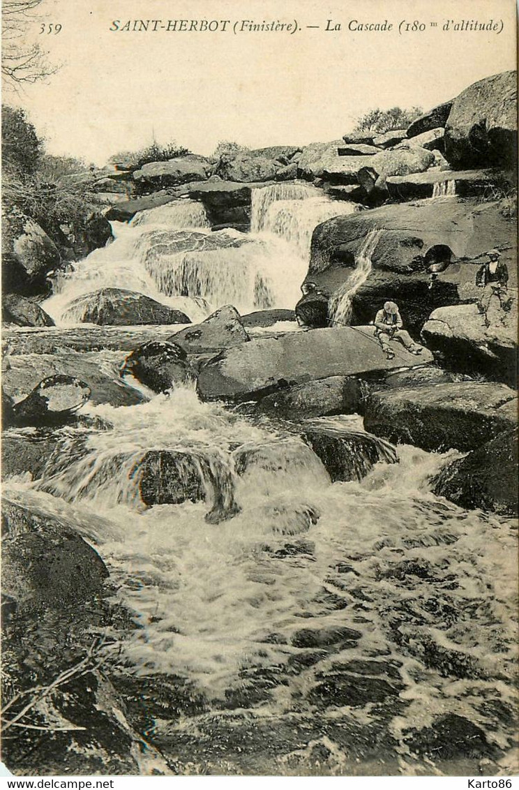 Plonévez Du Faou * La Cascade , Village Hameau De St Herbot * Pêche à La Ligne * Pêcheurs - Plonevez-du-Faou